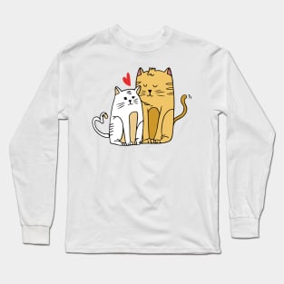 Warm Cartoon Cat Lover Art Long Sleeve T-Shirt